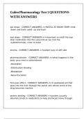 Galen Pharmacology Test 1 QUESTIONS WITH ANSWERS