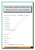 TACO BELL SHIFT LEADER EXAM 2025 QUESTIONS AND ANSWERS
