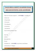 TACO BELL SHIFT LEADER EXAM 2025 QUESTIONS AND ANSWERS