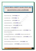 TACO BELL SHIFT LEAD TEST 2025 QUESTIONS AND ANSWERS