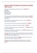 Nevada Health Card Questions And Answers Verified  100&percnt; Correct 