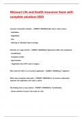 Missouri Life and Health Insurance Exam with complete solutions 2025&period;