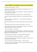 Owner Builder Test Questions with Accurate Solutions