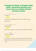 Sociology 101 &lpar;Exam 1&rpar; Complete Study Guide &sol; Actual Exam Questions and Correct Answers &lpar;Verified&comma; Detailed Answers&rpar; A Grade&period;  