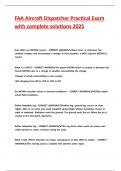 FAA Aircraft Dispatcher Practical Exam with complete solutions 2025&period;