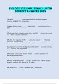BIOLOGY 152 UWM  EXAM 1   WITH CORRECT ANSWERS 2025