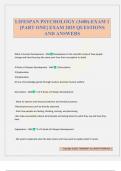 LIFESPAN PSYCHOLOGY &lpar;3400&rpar;-EXAM 1 &lbrack;PART ONE&rsqb; EXAM 2025 QUESTIONS AND ANSWERS