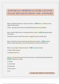LOUISIANA HORTICULTURE LICENSE EXAM 2025 QUESTIONS AND ANSWERS