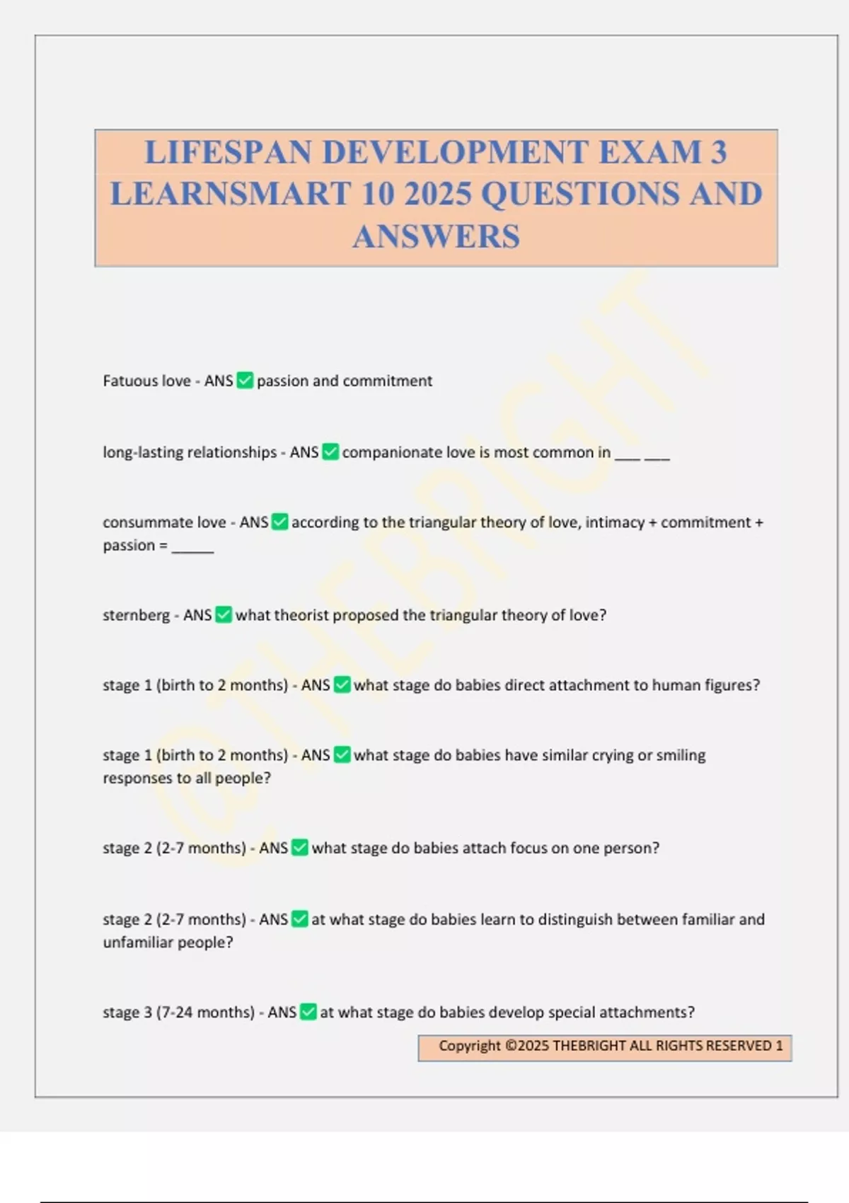 LIFESPAN DEVELOPMENT EXAM 3 LEARNSMART 10 2025 QUESTIONS AND ANSWERS - LIFESPAN DEVELOPMENT ...