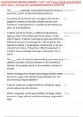 ENGINEERING MANAGEMENT TEST 1&sol;ACTUAL EXAM QUESTIONS WITH WELL DETAILED ANSWERS&sol;NEWEST UPDATE