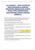 CVS PHARMACY &ndash; NIOSH HAZARDOUS DRUG DISPENSING & HANDLING PROCEDURES &lpar;800420&rpar; EXAM NEWEST ACTUAL EXAM COMPREHENSIVE QUESTIONS AND VERIFIED ANSWERS GRADED A&plus;&period;