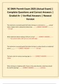 SC DMV Permit Exam 2025 &lpar;Actual Exam&rpar; &vert; Complete Questions and Correct Answers &vert; Graded A&plus; &vert; Verified Answers &vert; Newest Version