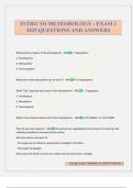 INTRO TO METEOROLOGY - EXAM 1 2025 QUESTIONS AND ANSWERS