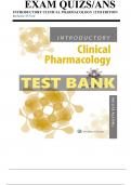 Introductory Clinical Pharmacology 12th Edition Test Bank by Susan Ford Chapters 1-54&vert; Latest Practice Exam 100&percnt; Veri&filig;ed Answers