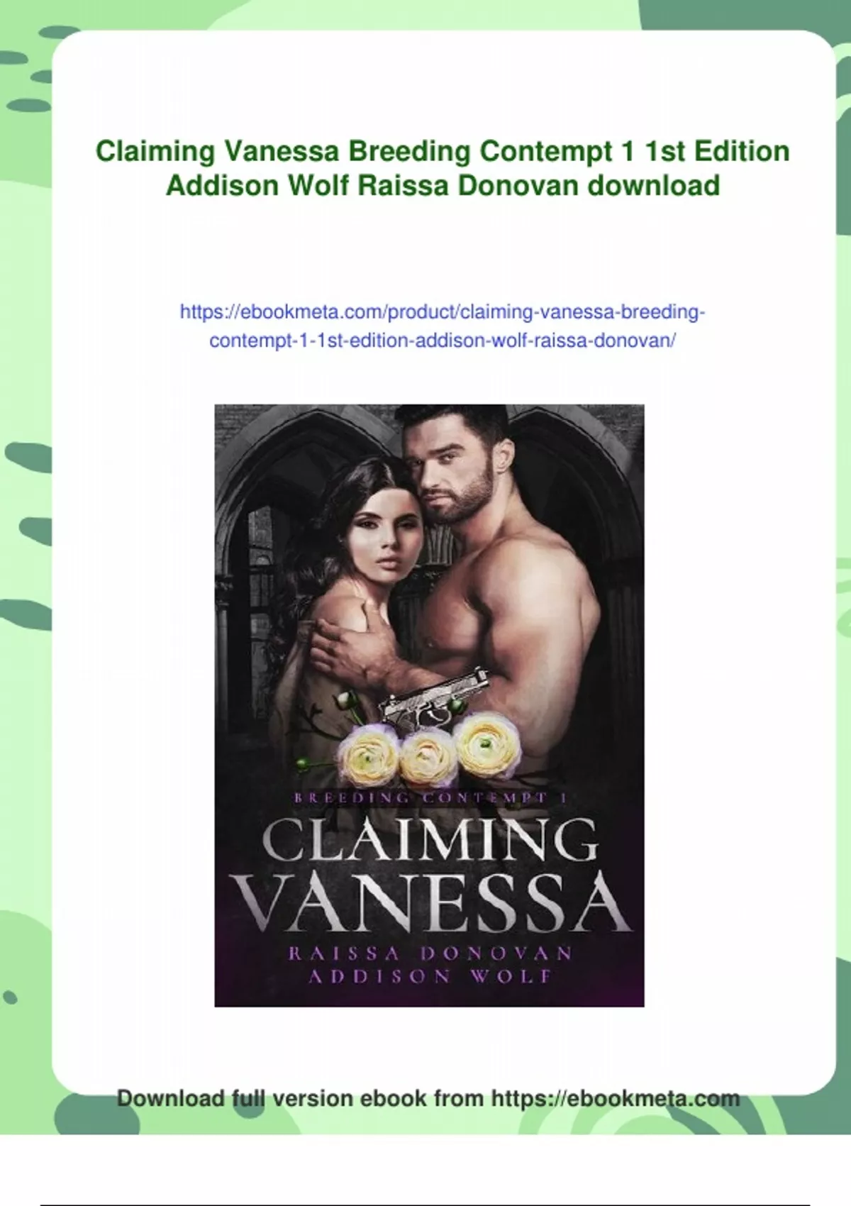 Wolf Addison Summary Claiming Vanessa Breeding Contempt 1 1st Edition Addison Wolf ...