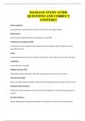 MASSAGE STUDY GUIDE QUESTIONS AND CORRECT ANSWERS&excl;&excl;