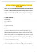 NEURO NCLEX QUESTIONS AND CORRECT ANSWERS