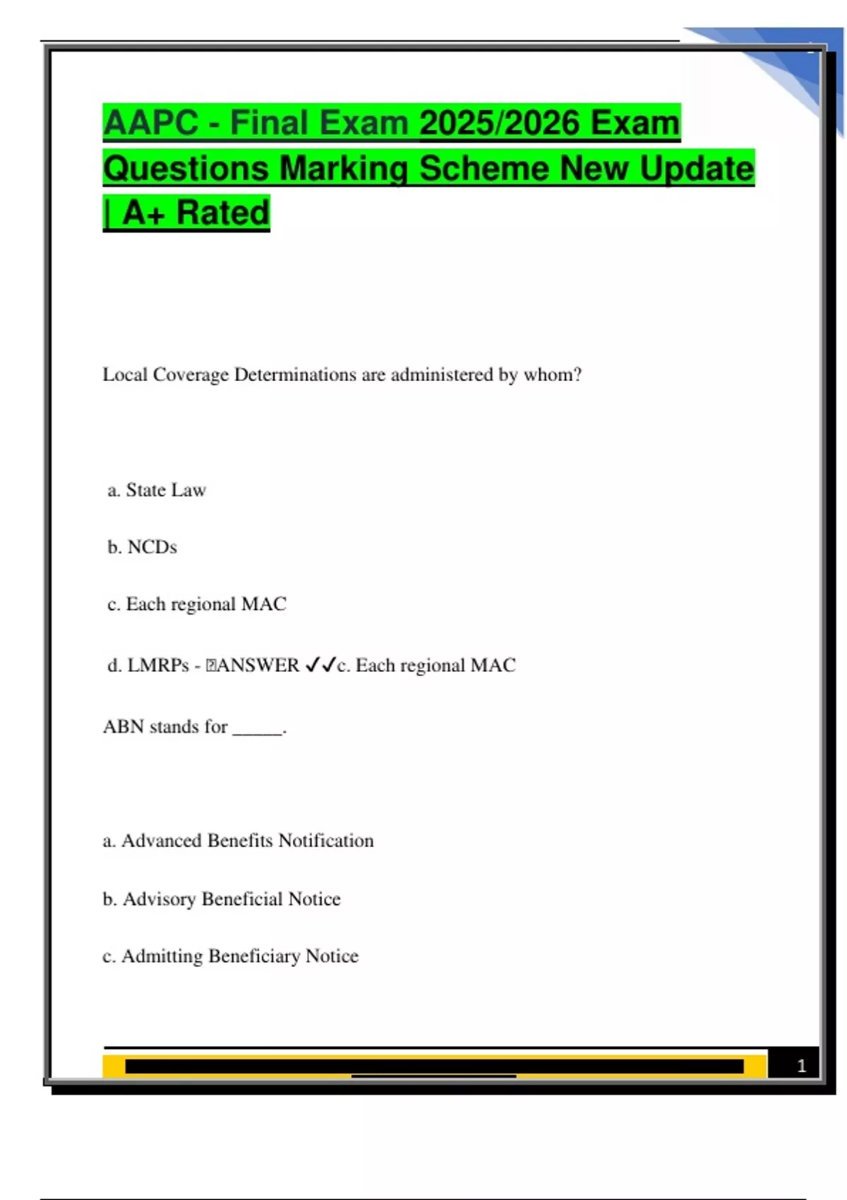 AAPC - Final Exam 2025/2026 Exam Questions Marking Scheme New Update ...