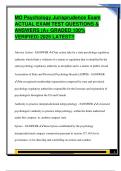 MO Psychology Jurisprudence Exam  ACTUAL EXAM TEST QUESTIONS &  ANSWERS &lpar;A&plus; GRADED 100&percnt;  VERIFIED&rpar; 2025 LATEST&excl;&excl;