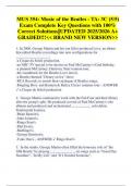 MUS 354&colon; Music of the Beatles - TA&colon; 3C &lpar;5&sol;5&rpar;  Exam Complete Key Questions with 100&percnt;  Correct Solutions&vert;&vert;UPDATED 2025&sol;2026 A&plus;  GRADED&excl;&excl;&excl;<< BRAND NEW VERSION