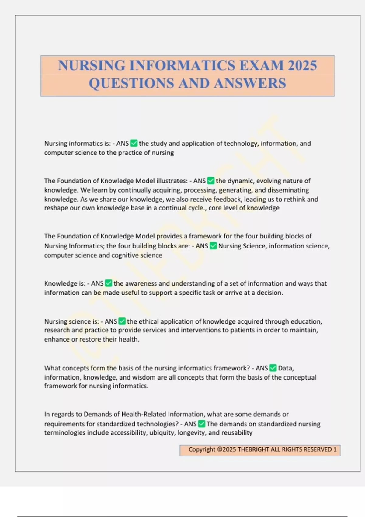 NURSING INFORMATICS EXAM 2025 QUESTIONS AND ANSWERS - NURSING ...