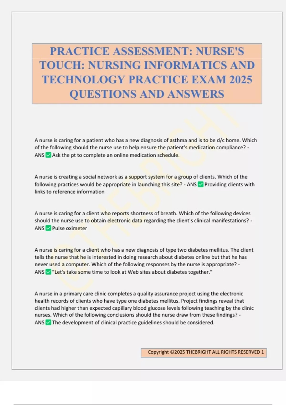 PRACTICE ASSESSMENT: NURSE'S TOUCH: NURSING INFORMATICS AND TECHNOLOGY ...