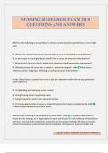 NURSING RESEARCH EXAM 2025 QUESTIONS AND ANSWERS
