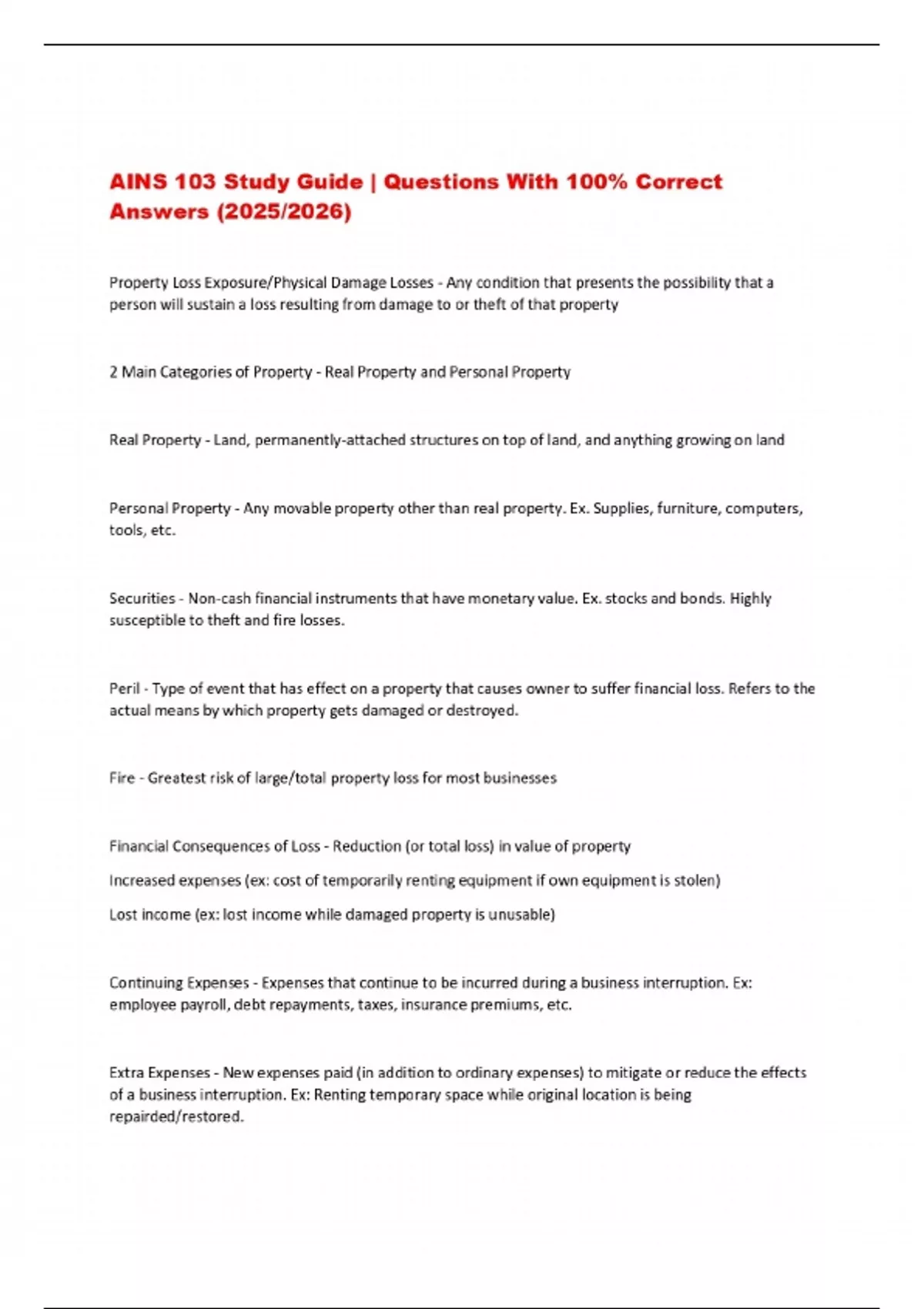 AINS 103 Study Guide | Questions With 100% Correct Answers (2025/2026 ...
