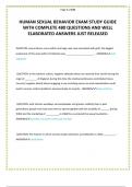 HUMAN SEXUAL BEHAVIOR EXAM STUDY GUIDE WITH COMPLETE 480 QUESTIONS AND WELL ELABORATED ANSWERS JUST RELEASED 