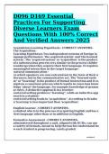 D096 D169 Essential Practices For Supporting Diverse Learners Exam Questions With 100&percnt; Correct And Verified Answers 2025