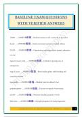 BASELINE EXAM QUESTIONS WITH VERIFIED ANSWERS