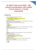 NC BLET State Exam 2025 &ndash; 200 Actual Exam Questions with Verified Correct Answers &vert; A Grade Guaranteed