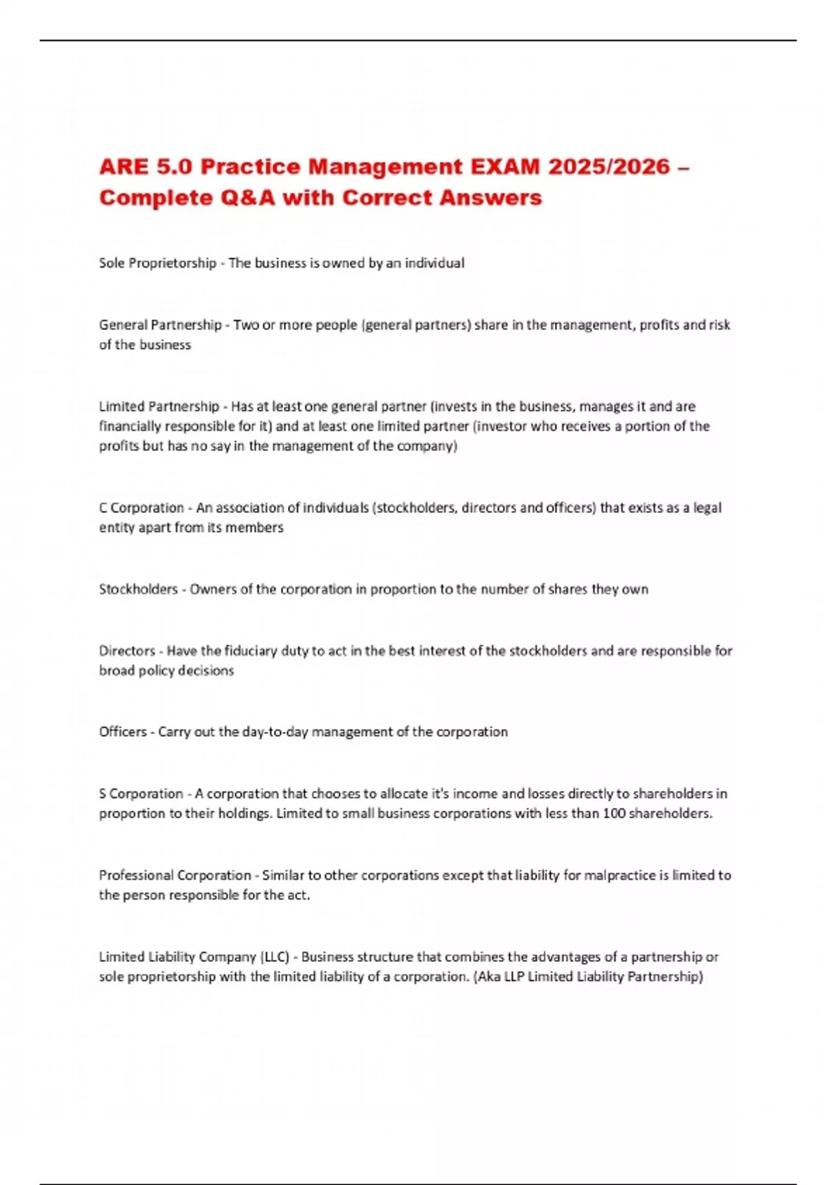 ARE 5.0 Practice Management EXAM 2025/2026 Complete Q&A with Correct