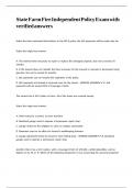 State Farm Fire Independent Policy Exam with verified answers