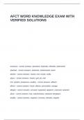 AFCT WORD KNOWLEDGE EXAM WITH VERIFIED SOLUTIONS