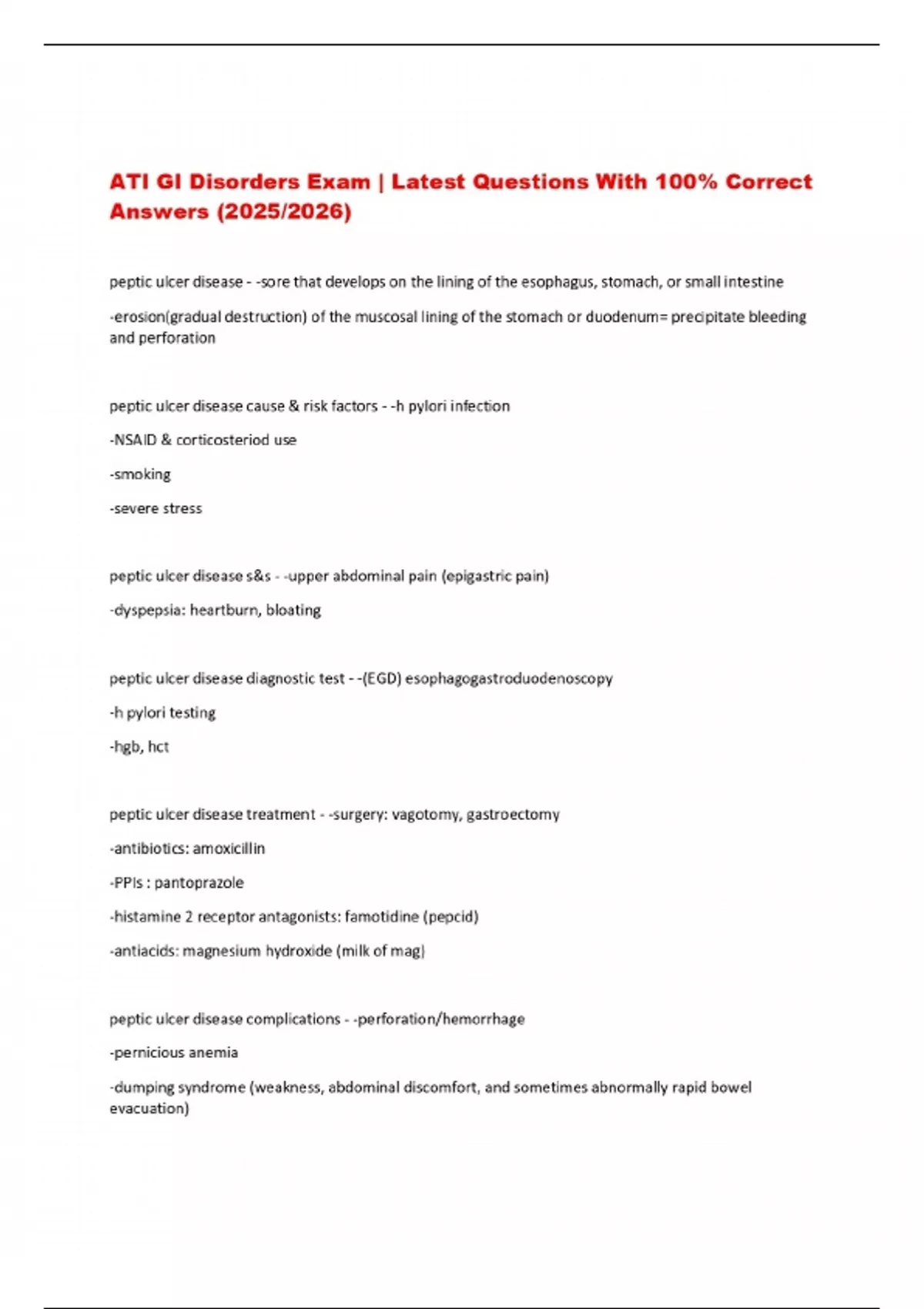 ATI GI Disorders Exam | Latest Questions With 100% Correct Answers ...