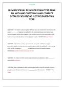 HUMAN SEXUAL BEHAVIOR EXAM TEST BANK ALL WITH 480 QUESTIONS AND CORRECT DETAILED SOLUTIONS JUST RELEASED THIS YEAR