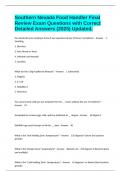 Southern Nevada Food Handler Final Review Exam Questions with Correct Detailed Answers &lpar;2025&rpar; Updated&period;