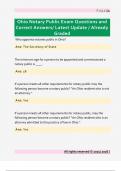 Ohio Notary Public Exam Questions and  Correct Answers&sol; Latest Update &sol; Already  Graded 