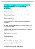 2025-2026 Food Handler Card Midterm Exam Questions And All Correct Answers&period;