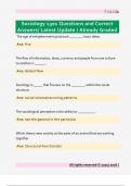 Sociology 1301 Questions and Correct  Answers&sol; Latest Update &sol; Already Graded