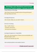 Sociology 1301 Questions and Correct  Answers&sol; Latest Update &sol; Already Graded
