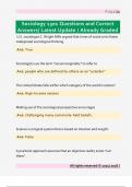 Sociology 1301 Questions and Correct  Answers&sol; Latest Update &sol; Already Graded