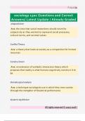 sociology 1301 Questions and Correct  Answers&sol; Latest Update &sol; Already Graded