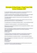  Principles Of Real Estate 1 Final Exam With Correct Solutions 2025