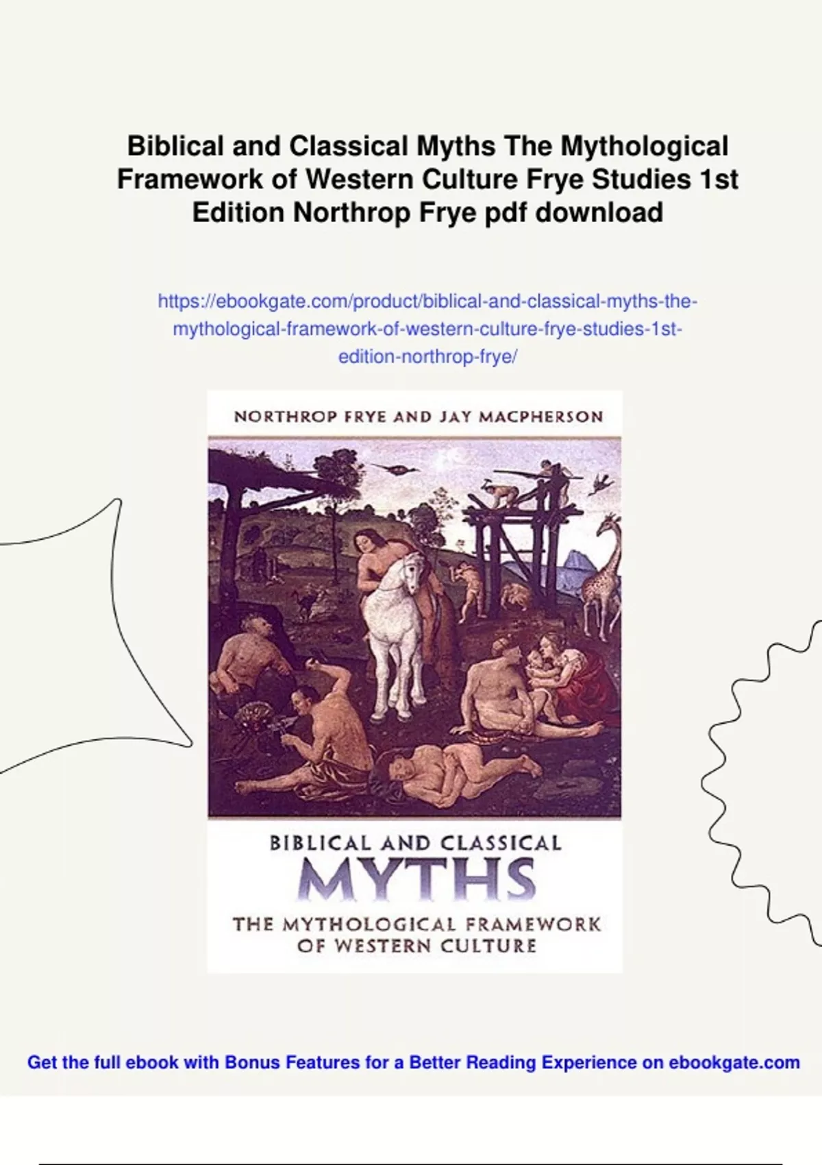 Summary Biblical and Classical Myths The Mythological Framework of ...