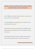 POPULAR CULTURE FINAL EXAM 2025 QUESTIONS AND ANSWERS