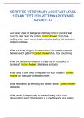CERTIFIED VETERINARY ASSISTANT LEVEL  1 EXAM TEST 2026 VETERINARY EXAMS  GRADED A&plus; 