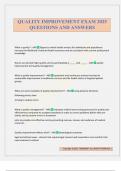 QUALITY IMPROVEMENT EXAM 2025 QUESTIONS AND ANSWERS