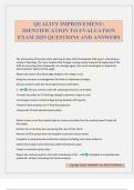 QUALITY IMPROVEMENT&colon; IDENTIFICATION TO EVALUATION EXAM 2025 QUESTIONS AND ANSWER